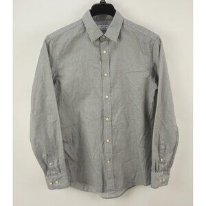 Tiger of Sweden Textured Check Men's Large 16 Slim Gray Cotton Button Up Shirt